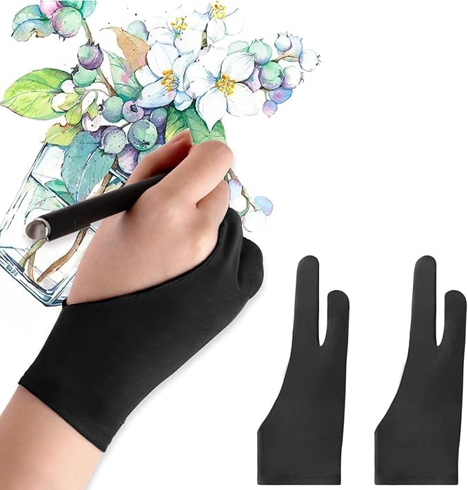 Luvas para desenho Luvas de 2 dedos para desenho Resistentes à sujeira(2pc)