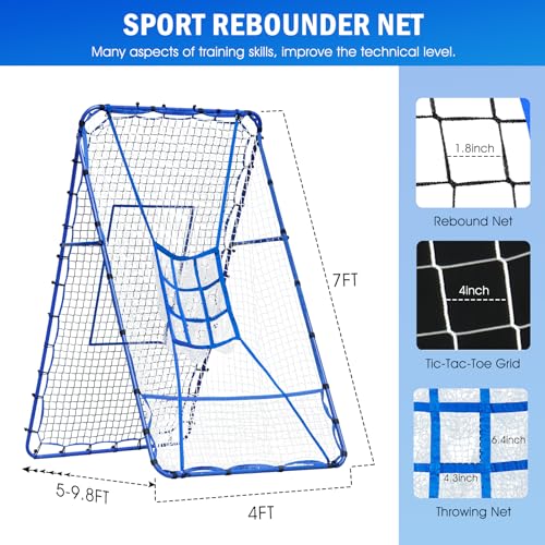 Image of Volleyball Baseball Rebounder Net, Softball Rebounder Pitchback Net Quick Adjustments, Quick Adjustments Lacrosse Bounce Back Practice Equipment, Ideal for Outdoor Indoor and Backyard Training