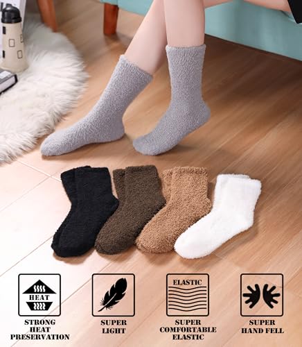 FNOVCO Womens Fuzzy Socks Super Soft Fluffy Winter Warm Cozy Home Sleeping Socks2