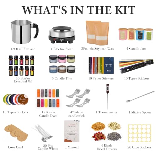 image for SAEUYVB Candle Making Kit - DIY Starter Soy Candle Making Supplies wit