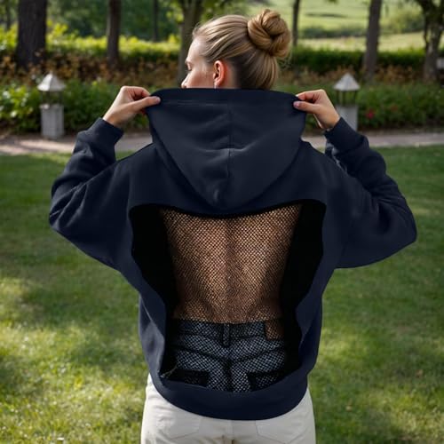 Sweat à capuche pull léger décontracté coupe moderne ajourée au dos
