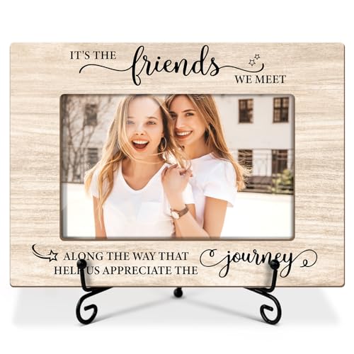 TRKAE Friends Picture Frame, Wooden Photo Frame for Friends, Bff Gifts Friendship Gifts for Bestie Friends, 4x6 Photo Frame For Tabletop Display, Home Living Room Table Decor -056