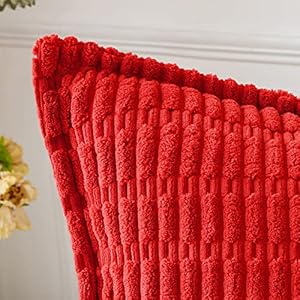 MIULEE Red Corduroy Decorative Throw Pillow Covers Pack of 2 Soft Striped Pillows Pillowcases with Broad Edge Winter Modern Boho Home Decor for Couch Sofa Bed 18x18 Inch MIULEE Red Corduroy Decorative Throw Pillow Covers Pack of 2 Soft Striped Pillows Pillowcases with Broad Edge Winter Modern Boho Home Decor for Couch Sofa Bed 18×18 Inch