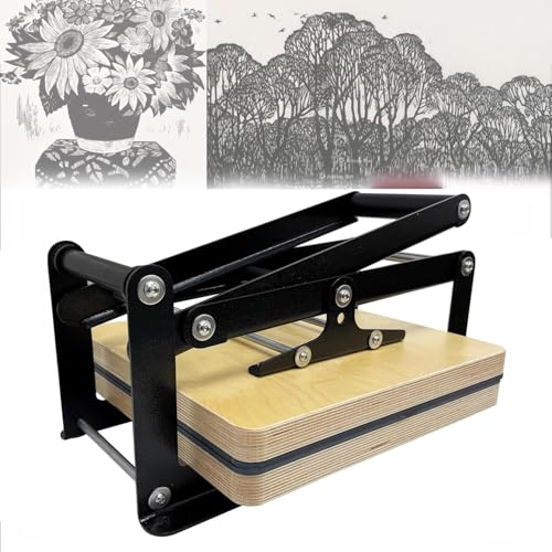 Prensa de impresión manual con ajuste de grosor de 4 engranajes y cama de 14.9 x 14.9 pulgadas para impresión tipográfica profesional