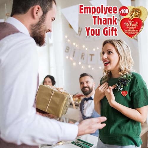 tondiamo 100 pcs employee of the month lapel pins recognition heart pin bulk teacher nurse appreciation award gifts performance reward gift for staff coworker volunteer team retirement christmas
