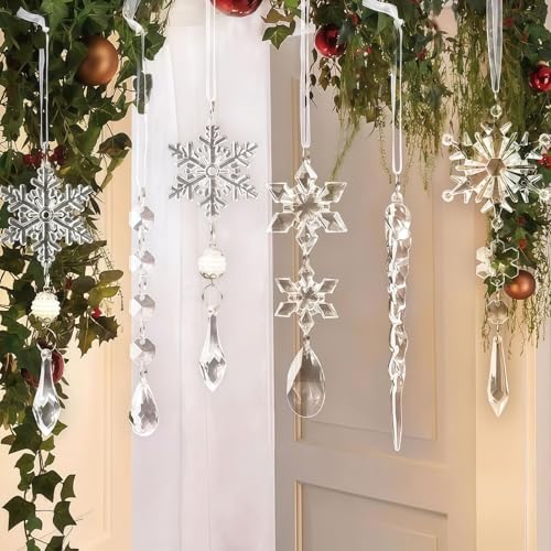 MUNSKT 18PCS Cristal Adornos Decoración Árbol de Navidad Hielo Colgante De Hielo Decoraciones De Fiesta De Boda De Invierno Fiesta De Árbol De Navidad