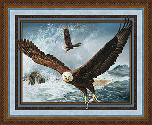 Premium 100% Cotton Eagle Quest Fabric Panel - 35" Wild Wings Design for Creative Projects