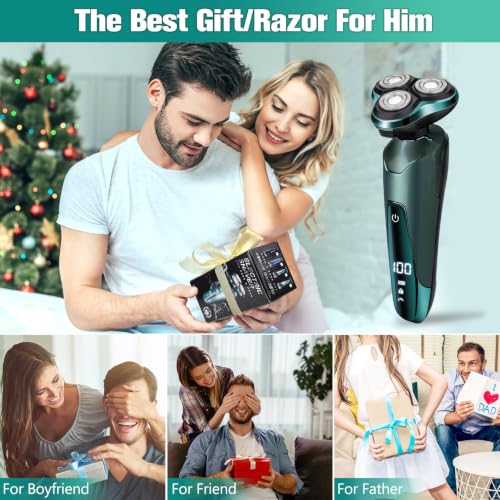Image of Electric Razor for Men, 3-in-1 Shaver with Floating Blades for Nose Hair &Sideburns,Replacement Blades, Pop-up Trimmer, IPX7 Waterproof, Travel Lock, Wet & Dry Use, Face Shaving Grooming Travel Kit