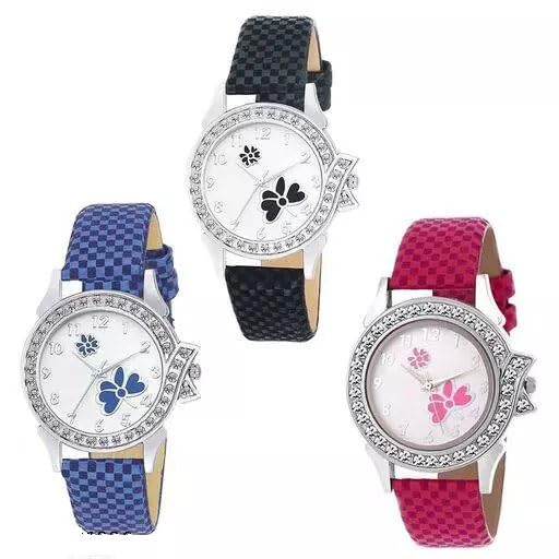 Acnos® Premium White Dial Analogue Watch for Women Pack of - 3 (315-BLACK-BLUE-PINK) (B07L15Z92L) Amazon Price History, Amazon Price Tracker