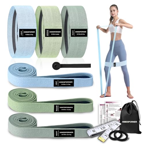 9 PCS Fabric Resistance Bands Set for Working Out, Non-Slip Exercise Booty Bands for Women & Men Leg and Glutes with Hair Ties and Tape Measure – for Home Gym Workout, Yoga, Pilates