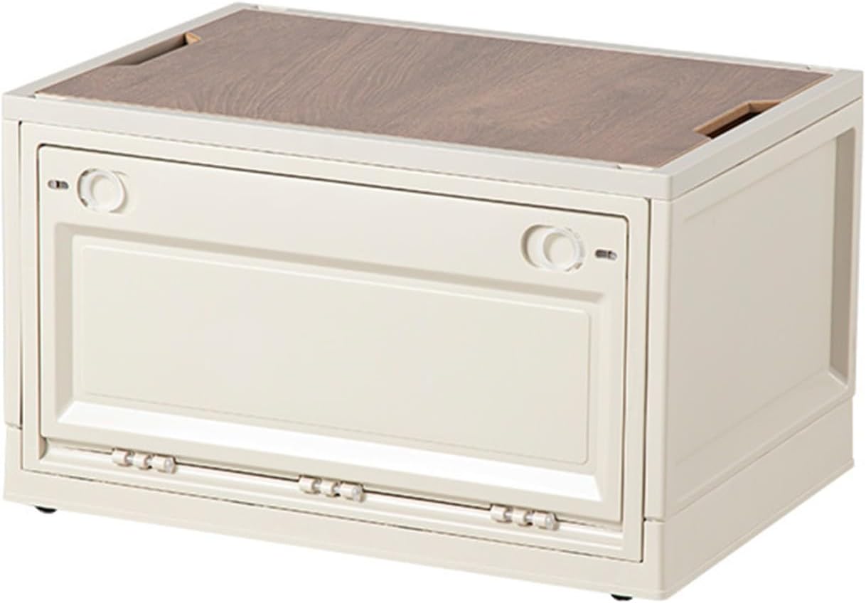 Car Boot Organiser for 2025 Ram 1500 crew cab with a 5' 7" bed,Thickened Outdoor Storage Box, Foldable Camping Box, Wooden Lid, Large Capacity with Wheels