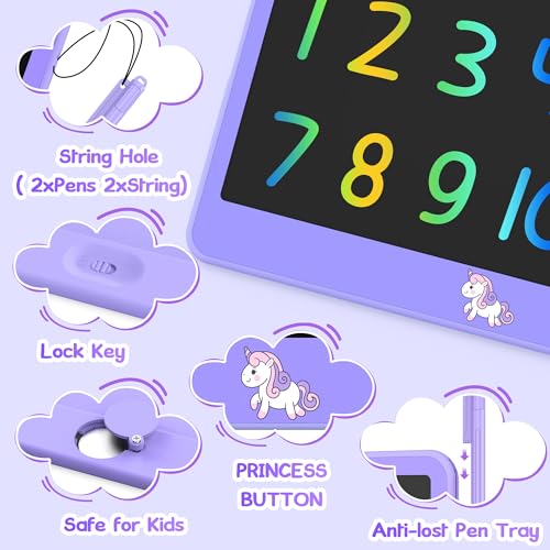lcd writing tablet for kids 12 inch kids learning toys drawing pad for boys girls erasable doodle board for toddlers 3 4 5 6 7 8 year old travel essentials christmas birthday for kids - purple