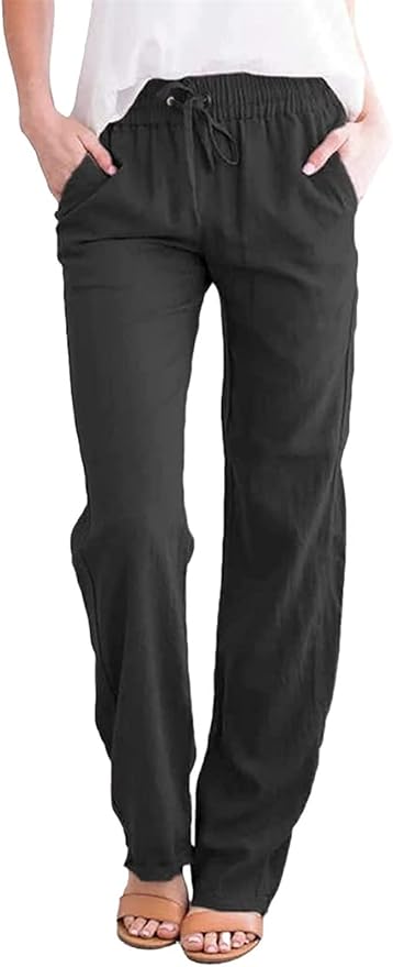 QLWYGLL Pantaloni da donna in lino 7/8 pantaloni lunghi in lino leggero  pantaloni per il