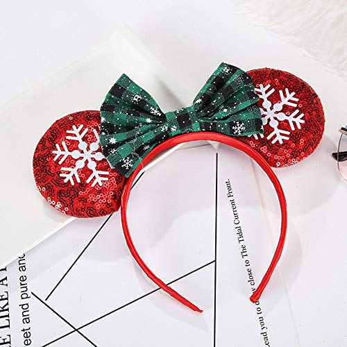 Jiahang Christmas Mouse Ears Bow Headband Sequin Hair Hoop, Glitter Party Princess Decoration Cosplay Costume Accessories For Girls & Women #TOP2