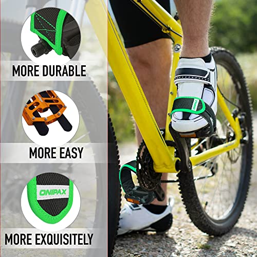 Onipax Outdoor Bike Pedal Straps Pedal Toe Clips Straps Tape 2 Pieces (Green) #TOP2