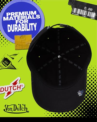 Image of Von Dutch Men & Womens Baseball Caps - Breathable Adjustable Snapback Soft Cotton Canvas Curved Brim Vintage Hat