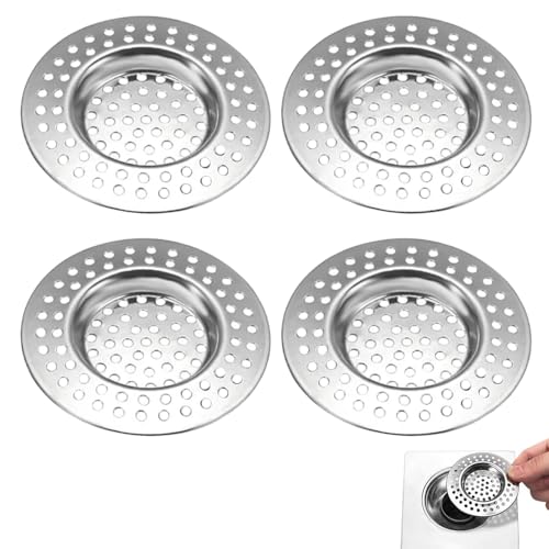 4 Stück Abflusssieb Edelstahl, Löcher Waschbecken Sieb, Abflusssieb Dusche, Waschbecken Sieb aus...