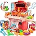 HERSITY 26 Piezas Cocinitas de Juguetes Alimentos Cocina Juguete con Luz y Sonido Función de Agua Plastico Regalos para Niños Niñas 3 4 5 6 Años