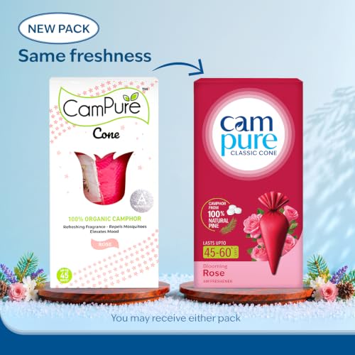 Image of CamPure Camphor Cone (Rose) Pack Of 2-100% Organic | Air Freshener for Car, Wardrobe, Office Cabin's, Drawers, Travel Bag & Bathroom