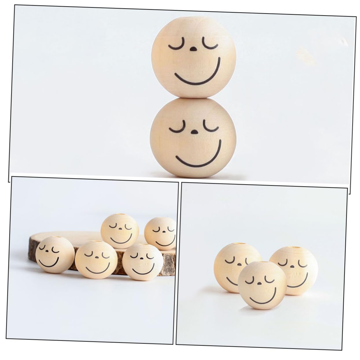Operitacx 250stücke Holzperlen Mit Lächelndem Gesicht Für Diy Schmuck Und Bastelprojekte Einseitig Für Armbänder Halsketten Und Kreative Handwerksarbeiten