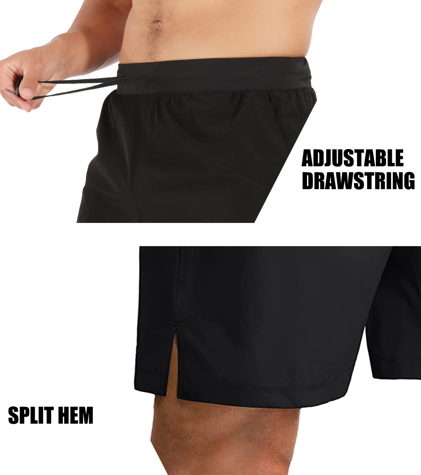 Pantalones Cortos Deportivos 7" Running Shorts Ligeros Secado Rápido con Bolsillo con Cremallera