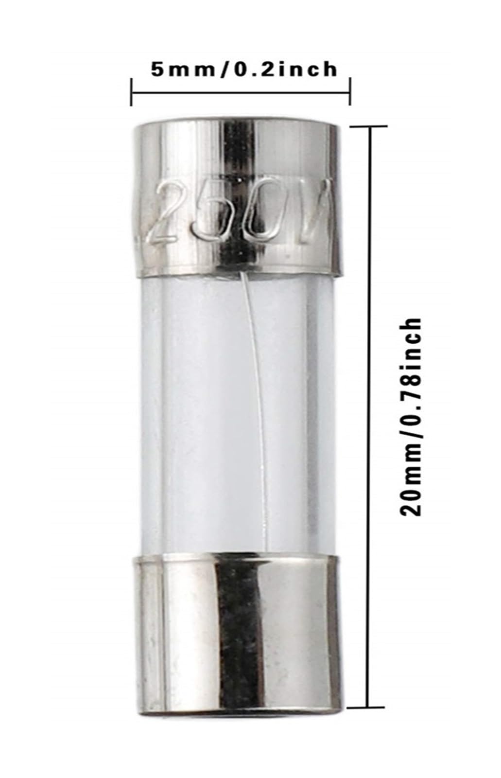 Zestaw bezpieczników szybkofuzyjnych, 15 wartości, 150 sztuk, 5 x 20 mm, 250 V, 0,1, 0,2, 0,25, 0,5, 1, 1,5, 2, 3, 4, 5, 8, 10, 12, 15, 20A, zapakowane w przezroczyste plastikowe pudełko