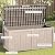 Trygoal 120 Outdoor Storage Box, Waterproof Resin Deck Box for Indoor & Outdoor Use, Lockable Storage Bench with Piston Hinge, Storage Bin for Patio Cushions, Garden Tools, Package Delivery, Grey