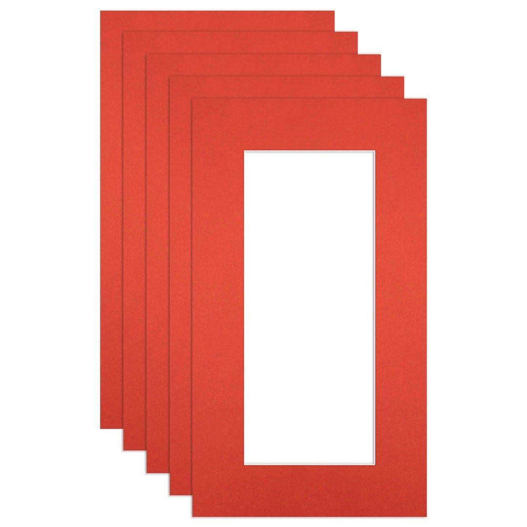 Procut Global 16x9" Poppy Red Picture Mounts to Fit 12x5" Aperture - Precision Cut Cardboard Photo Mount - Ideal for Frames, Prints, Artwork & Certificates - Sizes & Colours Available - 5 Pack