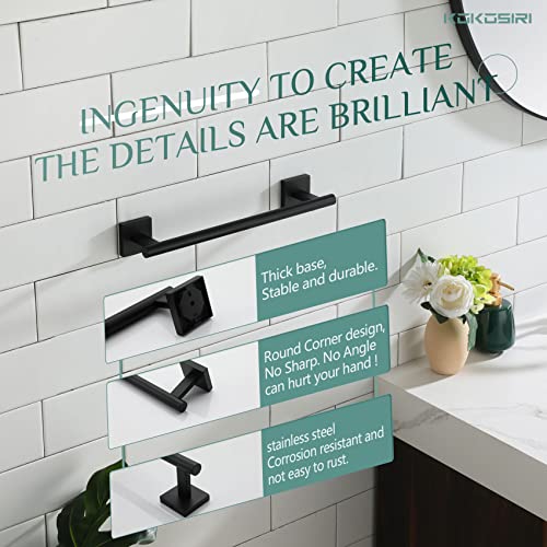 Image of KOKOSIRI Bathroom Towel Bars 12 Inch Towel Ring Matte Black 30CM Hand Towel Holder for Bath Kitchen Wall Stainless Steel B4005BK-L12