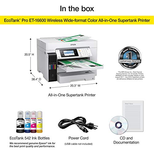 Epson® Ecotank® Pro Et-16600 Supertank® Wide-Format Color Inkjet All-In-One Printer, White #TOP5