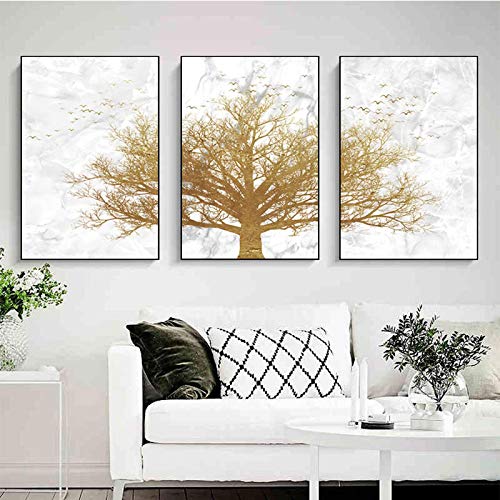 Peintures arbres de la fortune pour habiller un mur vide sans cadre 3 pièces