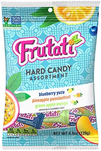 Frutati Hard Candy Assortment Green Apple Mango, Pineapple Passionfruit, and Blueberry Yuzu - Non-GMO - Individually Wrapped (4.5oz)