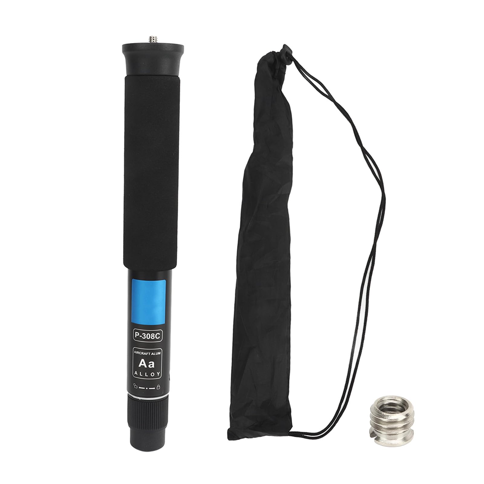 Camera Monopod, 8 Sections Selfie Stick Trekking Pole Aluminum Alloy, with 1/4in to 3/8in Conversion Screw, for Hiking Camping