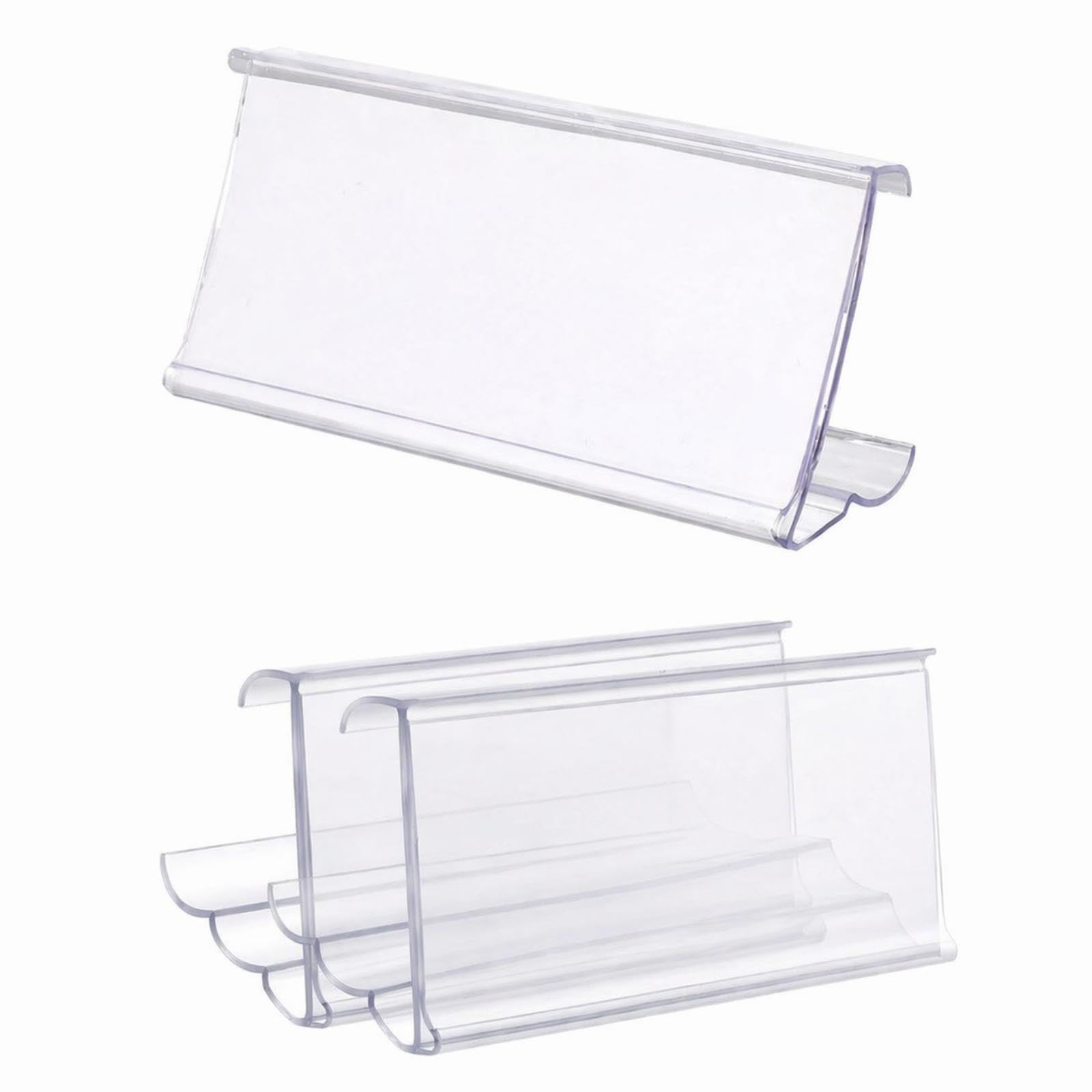 Kathfly 2 Pack Wire Shelf Label Holders Shelf Cable Tags for Wire Shelving 3 Viewing Angles Adjustable Clear Plastic Rack Label Holder Retail Clips Compatible with 1-1/4in Metro Shelving (3")