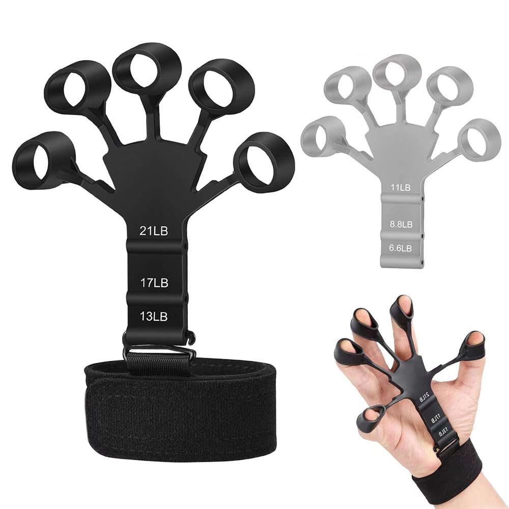 JZS Finger Strengthener, NEW Grip Strength Trainer, Finger Exerciser, 6 Resistant Level Finger Exerciser, Hand Strengthener for Strength Training