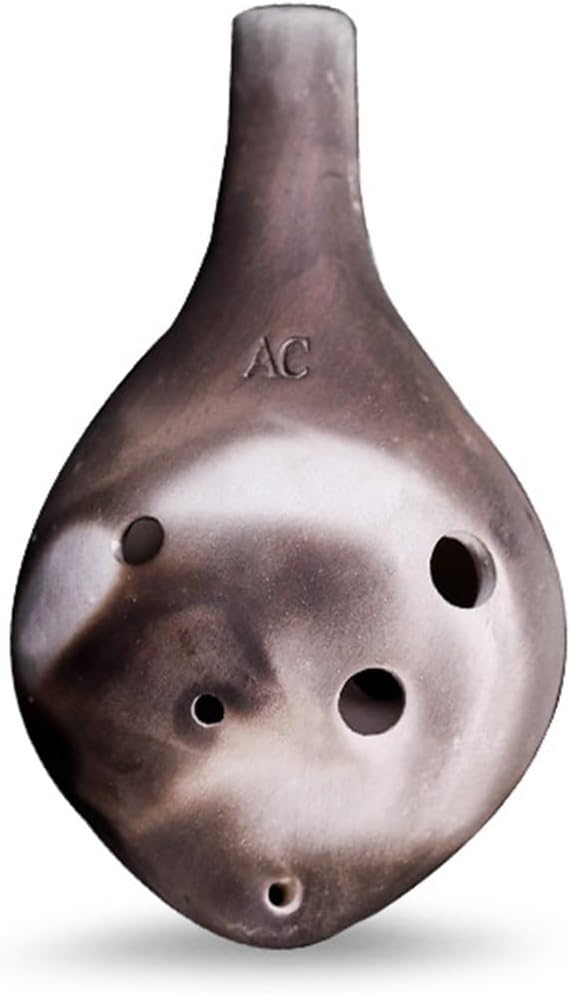 ocarina Wind Instrument Black Pottery 12 Hole Smoke Fired