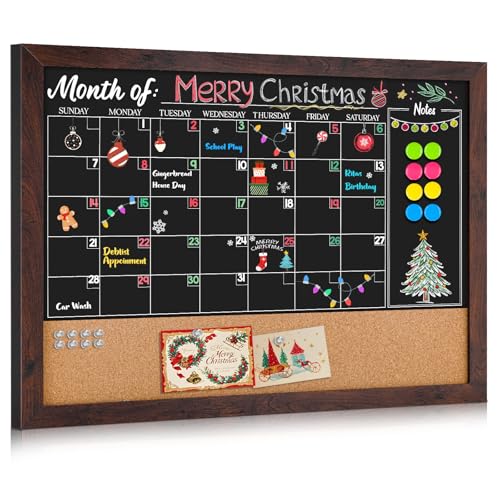 4 THOUGHT Chalkboard Calendar Corkboard Combo, 24
