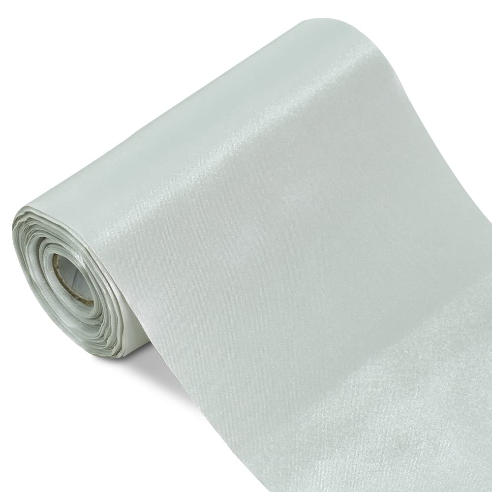 TONIFUL Silver Wide Satin Ribbon - 150mm x 20m Silver Satin Ribbons Solid Fabric Ribbons for Gift Wrapping Halloween Tree Wedding Car Chair Pageant Sashes Grand Opening Festival Party Decor — image 1