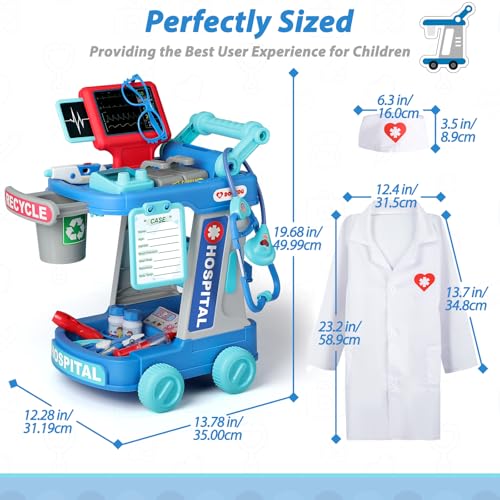 Image of Liberry Toddlers Doctor Kit Toy for Girls Boys Ages 2 3 4 5, Green | Kids Doctor Playset with Cart, Costume & Stethoscope, Role Play, Pretend Play Medical Toys, Birthday Gift