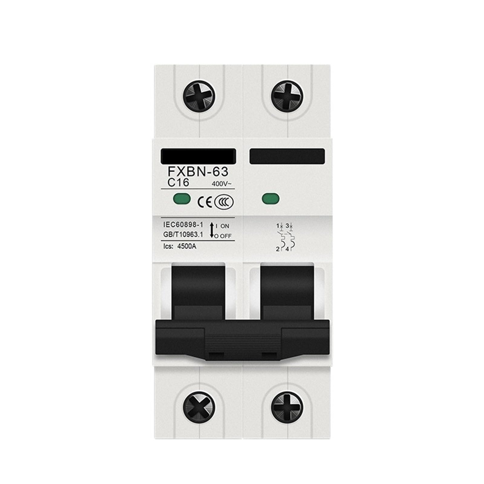 Mini disyuntor AC MCB 2P 10A interruptor de aire automático contra sobrecarga 400VAC