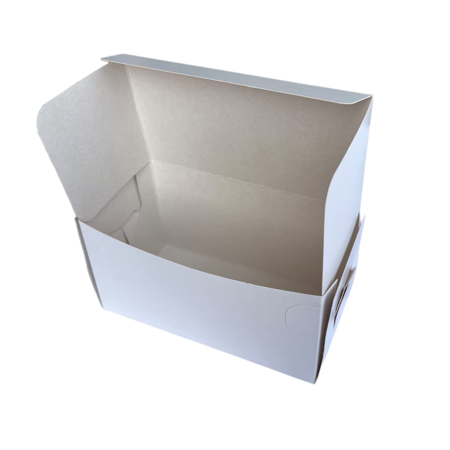 bag it Plastics 250 White Cake Boxes 6 x 3 x 3 Inch - Strong Cardboard Single Slice Cake Box with Lid (150 x 75 x 75mm) - Food Safe Flat Packed Cake Packaging for Bakery, Takeaway, Wedding & Birthday