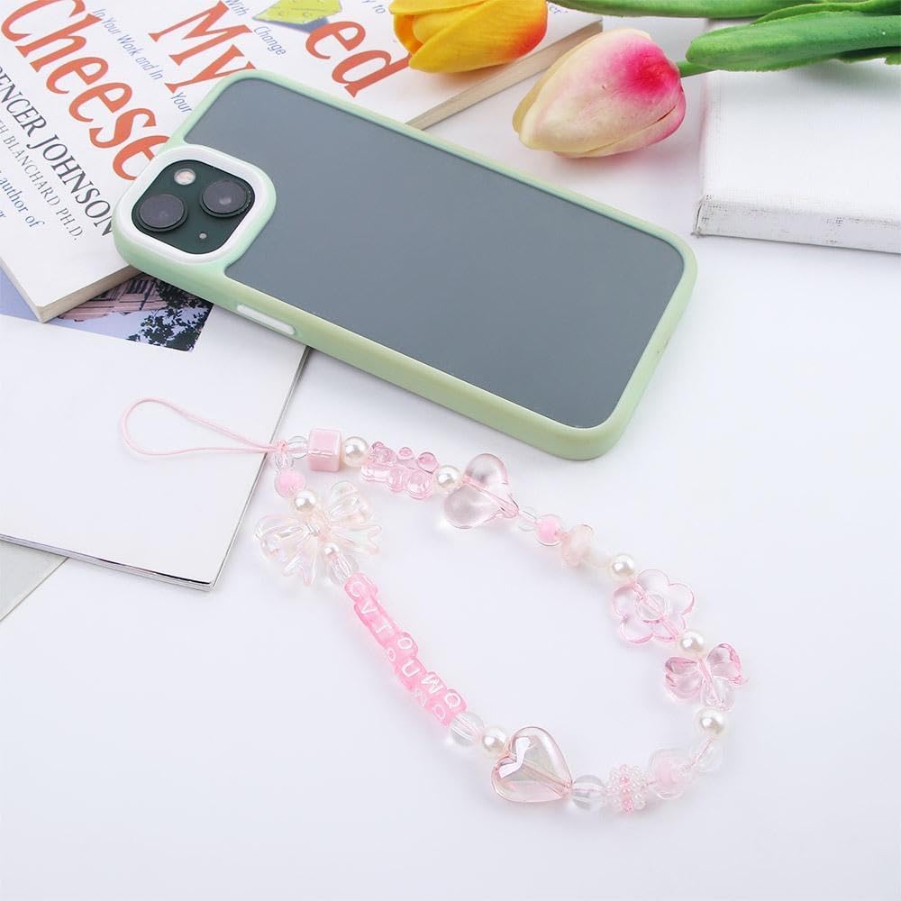 Enyolidimk Pink Acrylic Beaded Mobile Phone Straps Anti-Lost Hand Strap Pendant Phone Hanging Rope Lanyard Wrist Hand Lanyard Decor Accessories - Image 3