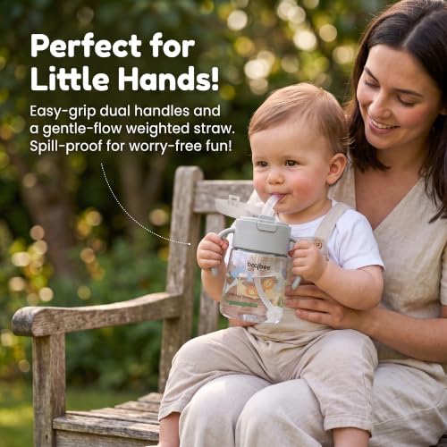 Image of BAYBEE Sipper for Baby with Soft Silicone Straw | Baby Sippy Cup with Anti-Spill Lock Water Bottle with Twin Handles | BPA-Free Tritan Drinking Sipper for Kids for Infants & Toddlers (280ml - Grey)