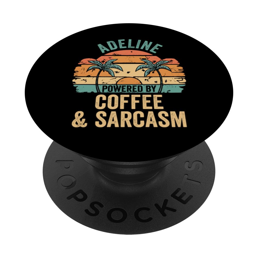 ADELINE Vibes Only Cute Retro Girls ADELINE Name PopSockets Swappable PopGrip, Black
