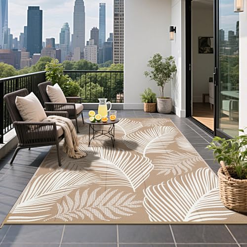 Pauwer Waterproof Outdoor Rug 5x8, Reversible Plastic Straw Patio Camping Rug, Indoor Outdoor RV Mat Carpet for Deck, Camper, Porch, Balcony, Backyard, Picnic, Leaf Brown Pauwer Waterproof Outdoor Rug 5x8, Reversible Plastic Straw Patio Camping Rug, Indoor Outdoor RV Mat Carpet for Deck, Camper, Porch, Balcony, Backyard, Picnic, Leaf Brown