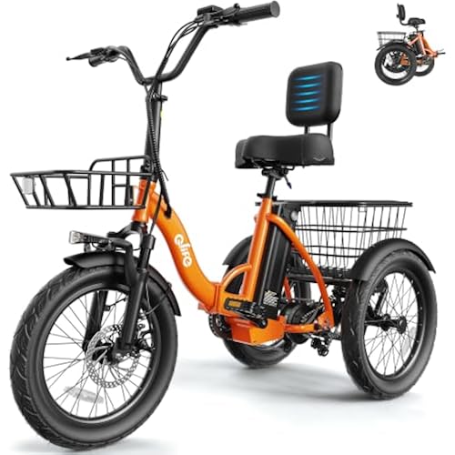 Qlife Triker Electric Bike, 1200W Brushless Motor Folding Trike Ebike, 48V Removable Battery, 3 Wheel Electric Bicycle, 20 Tire Tricycle for Adults