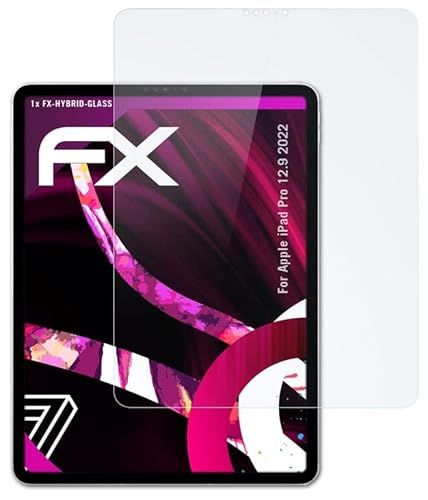 atFoliX Lámina Protectora de plástico Cristal Compatible con Apple iPad Pro 12.9 2022 Película Vidrio, 9H Hybrid-Glass FX Protector Pantalla Vidrio Templado de plástico Cover