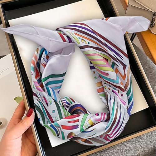 Silk Scarf -27'' x 27''- Lightweight Necke and Head Women Small Square Digital Printed Scarves2
