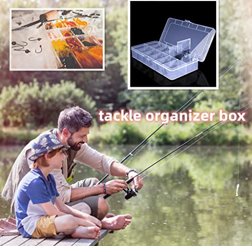 Image of Clear Organizer Box,12 Grids Organizer Box with Removable Dividers for Jewelry,Bead Storage Organizer Box,Plastic Compartment Container for Tool Tackle Box