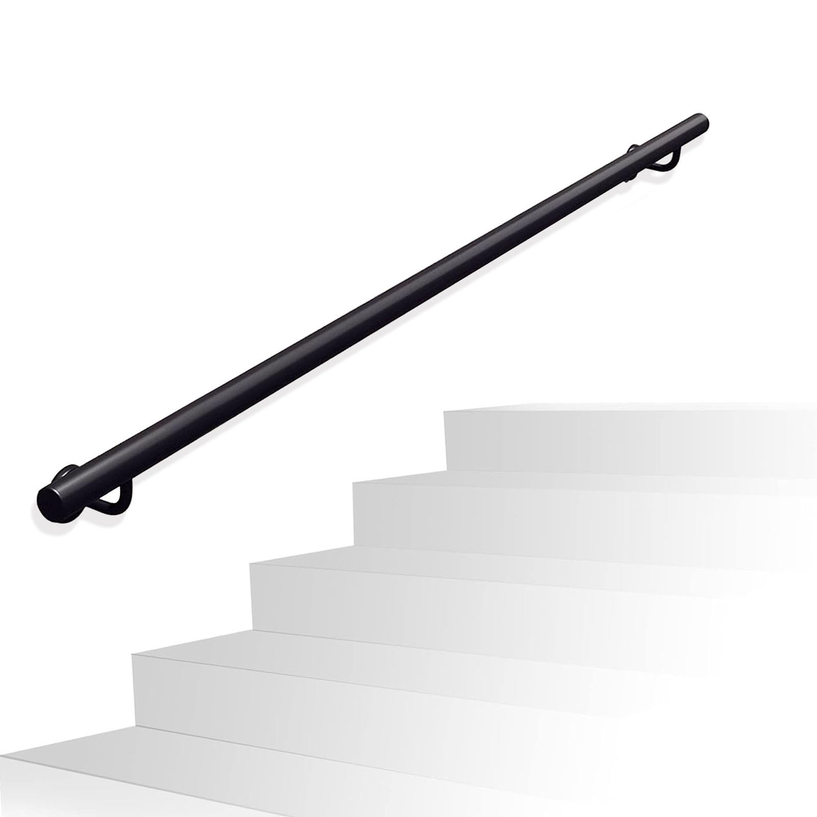 Rampe d'escalier en fer forgé 270cm style industriel noir